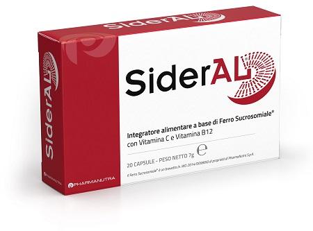 SiderAl Integratore Alimentare di Ferro e Vitamine C e B12 20 Capsule