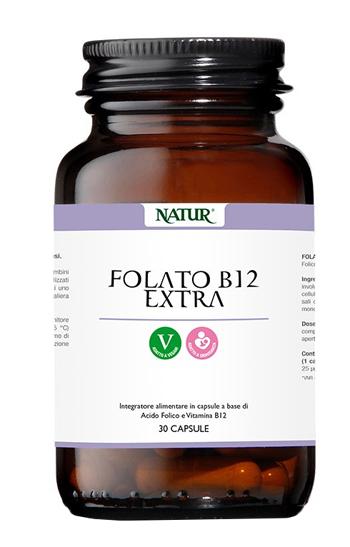 Folato B12 Extra Integratore di Folato e Vitamina B12 30 Capsule