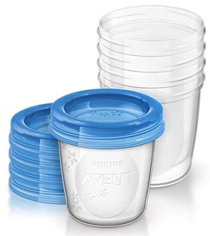 Avent Vasetti Conservalatte Con Coperchio 180 ml 5 Pezzi