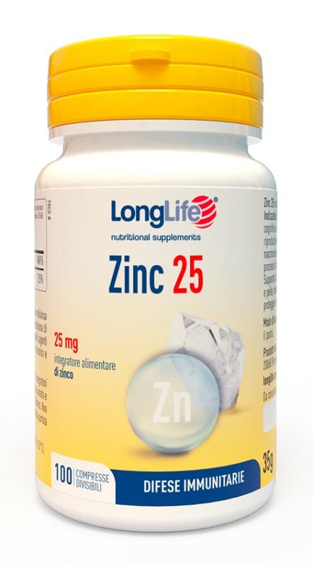 LongLife Linea Sali Minerali Zinc 25 Integratore Alimentare 100 Compresse