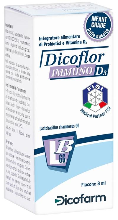 Dicofarm Dicoflor Immuno D3 Integratore di Probiotici e Vitamina D3 8 ml