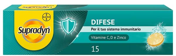 Supradyn Difese Integratore per il Sistema Immunitario con Vitamina C D e Zinco 15 Cpr Effervescenti