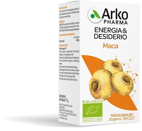 Arkocapsule Maca Bio Integratore Tonico Adattogeno 40 Capsule