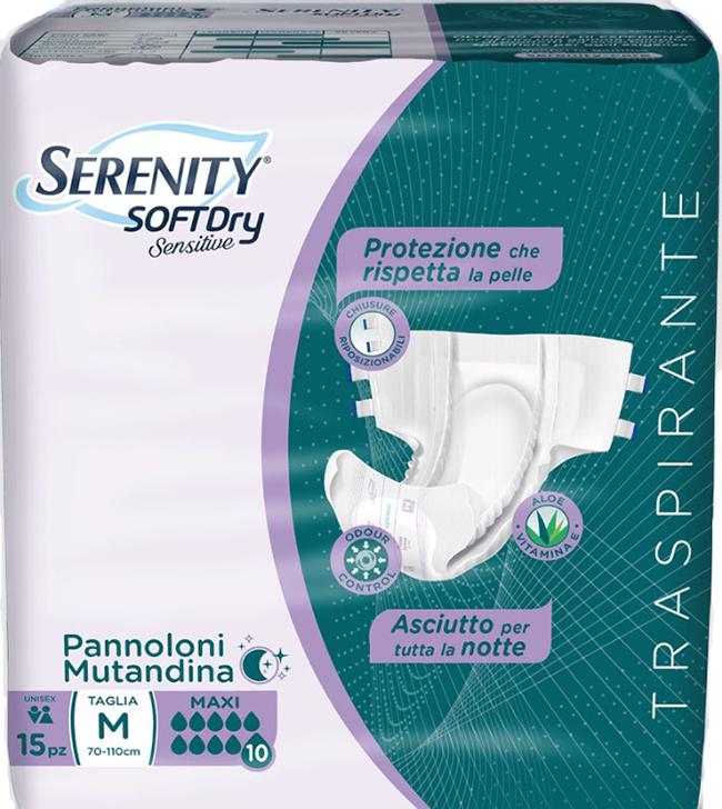 Serenity Soft Dry Sensitive Pannolone Mutandina Maxi Taglia M 15 Pezzi