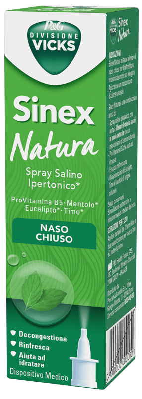 Sinex Natura Spray Salino ProVitamina B5 Eucalipto Timo Mentolo Ipertonico 20 ml