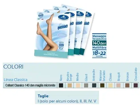 Sauber Linea Dispositivi Medici Classic Collant 140 Den 18-22mm tg IV Nero