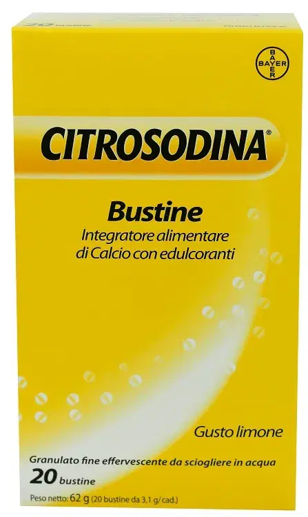 Citrosodina Effervescente Digestivo e Integratore alimentare con Calcio Gusto Limone 20 Bustine