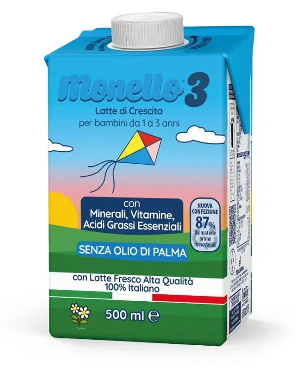 Monello 3 Latte Liquido per Bambini 1-3 Anni Nutriente 500 ml