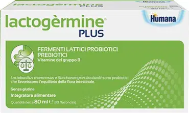 Humana Lactogermine Plus Integratore Alimentare per l'Intestino 10 Flaconcini