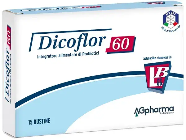 Dicoflor 60 Probiotico Integratore per L'Equililbrio Flora Intestinale 15 Buste