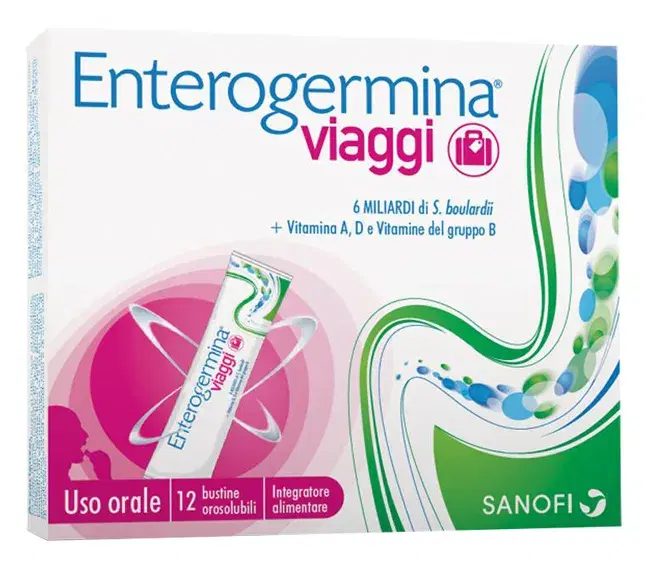 Enterogermina Viaggi Integratore per la Flora Batterica Intestinale 12 Bustine