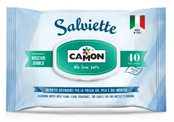 Camon Salviette Detergenti Per Cani E Gatti Muschio Bianco 40 Pezzi