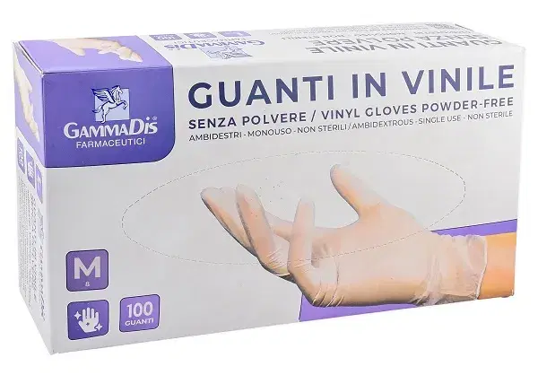 Gammadis Guanti in Vinile Senza Polvere Taglia M 100 Pezzi