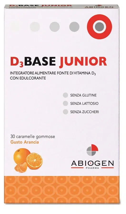 D3base Junior Integratore Di Vitamina D3 30 Caramelle Gommose Gusto Arancia