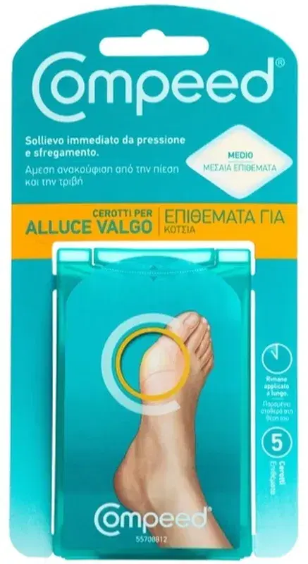 Compeed Cerotti per Alluce Valgo Sollievo da Pressione e Sfregamento 5 Pezzi