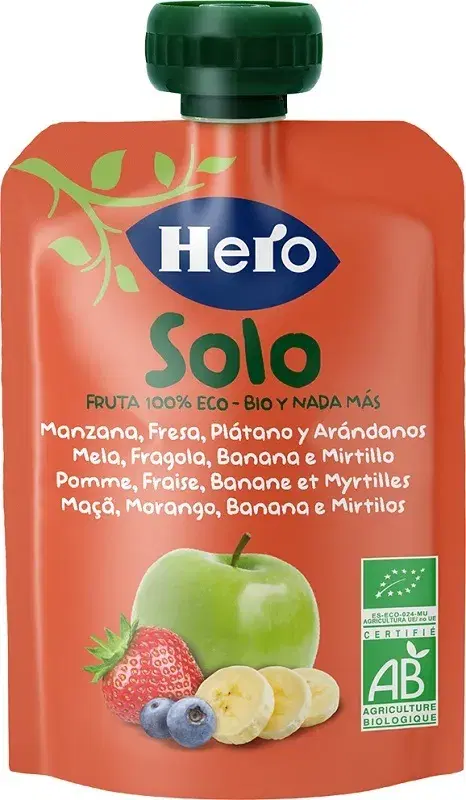 Hero Solo 100% Biologico Mela, Fragola, Banana e Mirtillo 100 gr