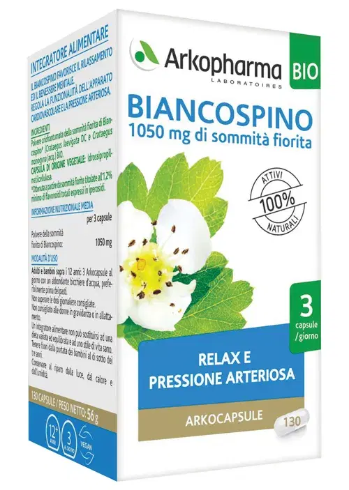 Arkofarm Arkocapsule Biancospino Bio per il Relax e la Pressione Arteriosa 45 Capsule