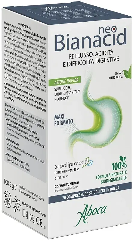 Aboca NeoBianacid Integratore per l'Acidità e il Reflusso 70 Compresse