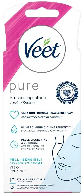 Veet Minima Strisce Viso Ipoallergeniche 16 Pezzi
