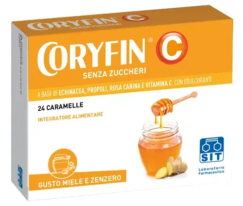Coryfin C Integratore Alimentare Senza Zucchero Miele Zenzero 24 Caramelle