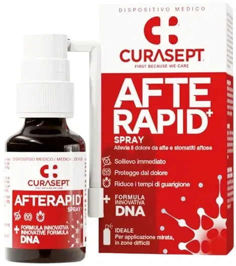 Curasept Spray Afte Rapid Dna Allevia il Dolore da Afte e Stomatiti 15 ml