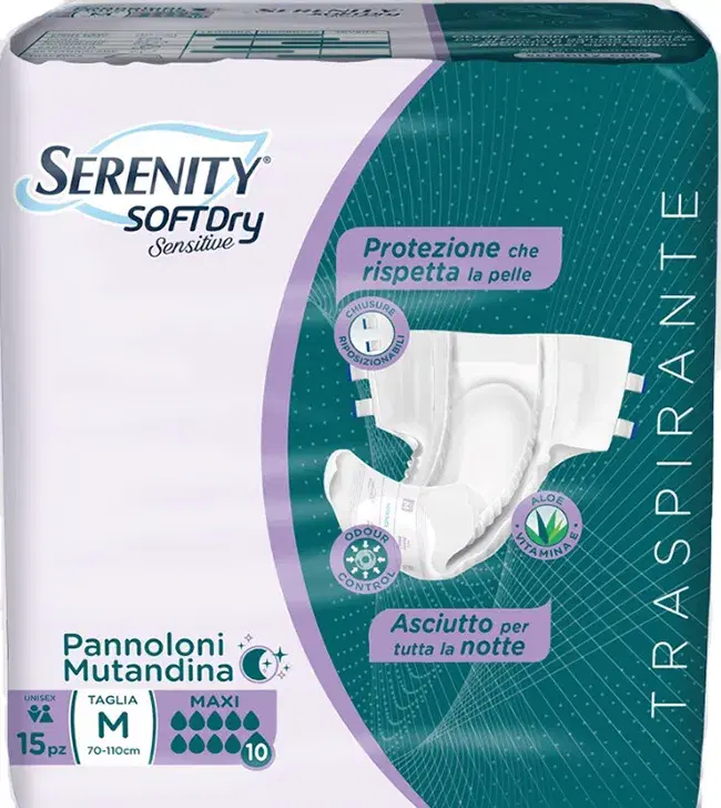 Serenity Soft Dry Sensitive Pannolone Mutandina Maxi Taglia M 15 Pezzi