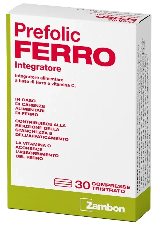 Zambon Prefolic Ferro Integrazione di Ferro e Vitamina C 30 Compresse