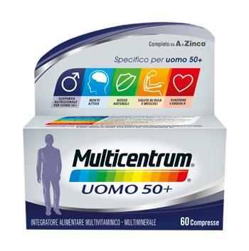 Multicentrum Uomo 50+ Integratore Alimentare Vitamine e Minerali 60 Compresse