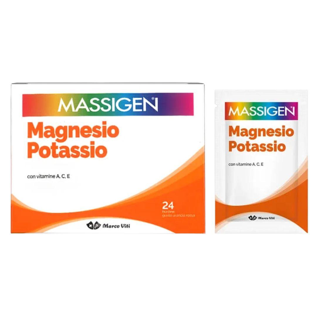 Massigen Magnesio e Potassio Integratore per Energia e Recupero 24 Bustine