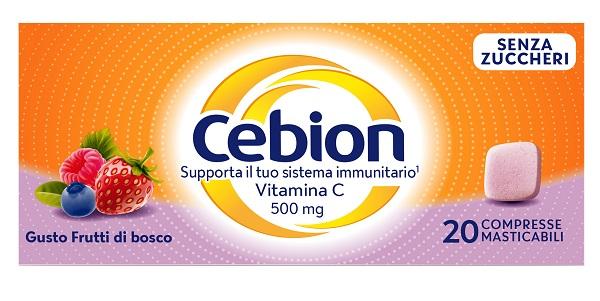 Cebion Integratore Vitamina C 500 mg Senza Zucchero 20 Compresse Masticabili
