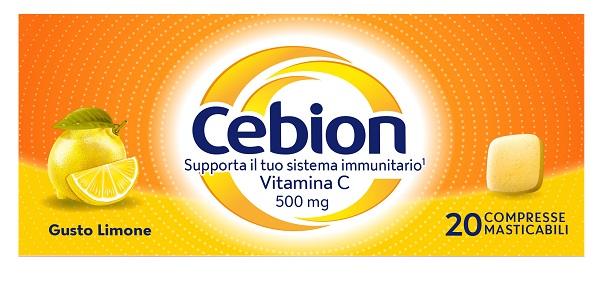 Cebion Integratore Gusto Limone Vitamina C 500 mg 20 Compresse Masticabili