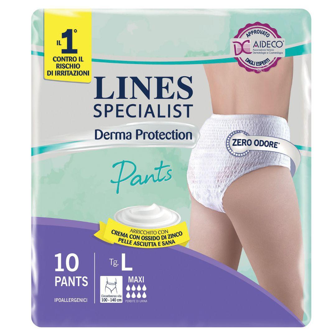 Lines Special Derm Pants per Incontinenza Massima Assorbenza Taglia L 10 Pezzi