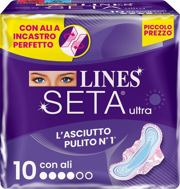 Lines Seta Ultra Ali con Ali per Assorbenza e Comfort 10 Pezzi