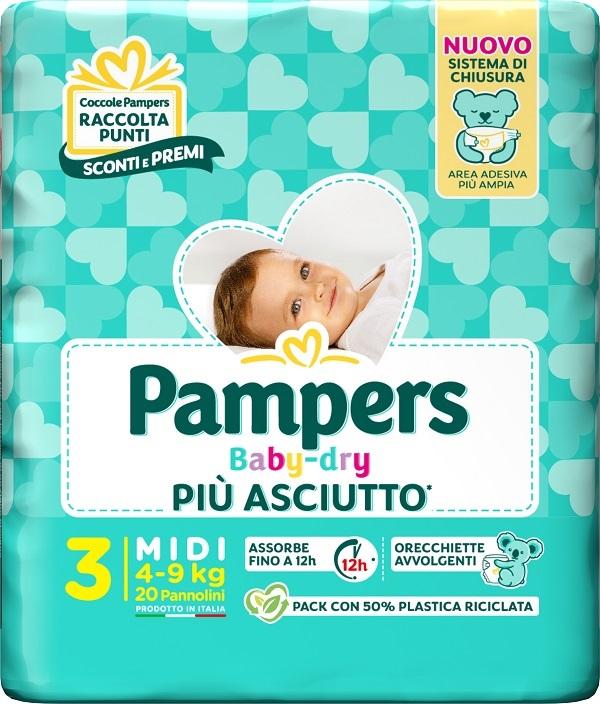 Pampers Mutandine Downcount Midi per Protezione Notturna 20 Pezzi