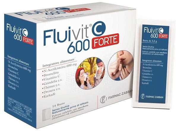 Fluivit C 600 Forte Integratore per il Sistema Immunitario 14 Bustine