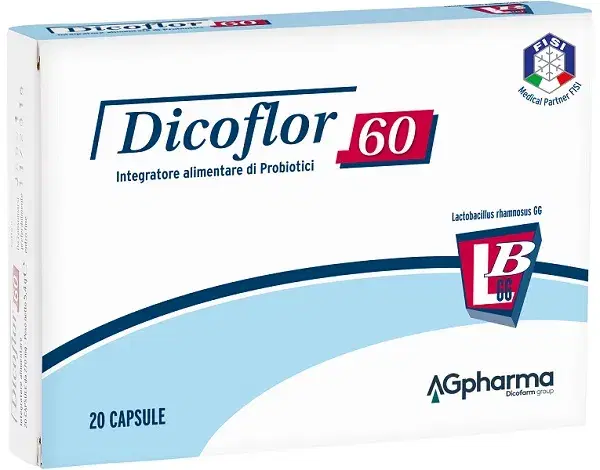 Dicoflor 60 Probiotico Integratore per L'Equililbrio Flora Intestinale 20Capsule