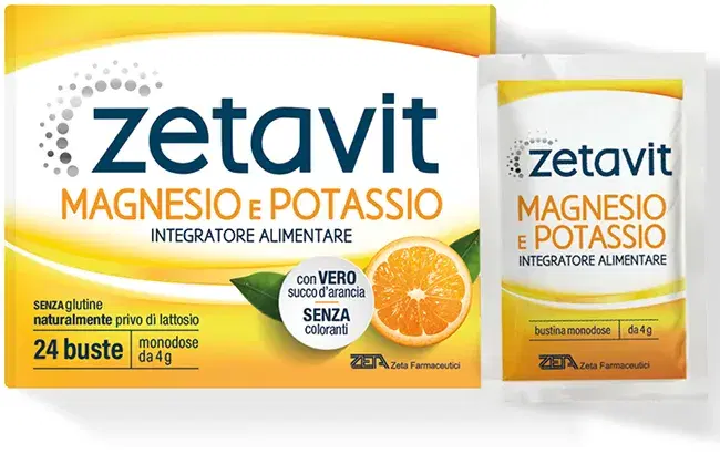 Zetavit Magnesio e Potassio Integratore Per Stanchezza e Spossatezza 24 Bustine