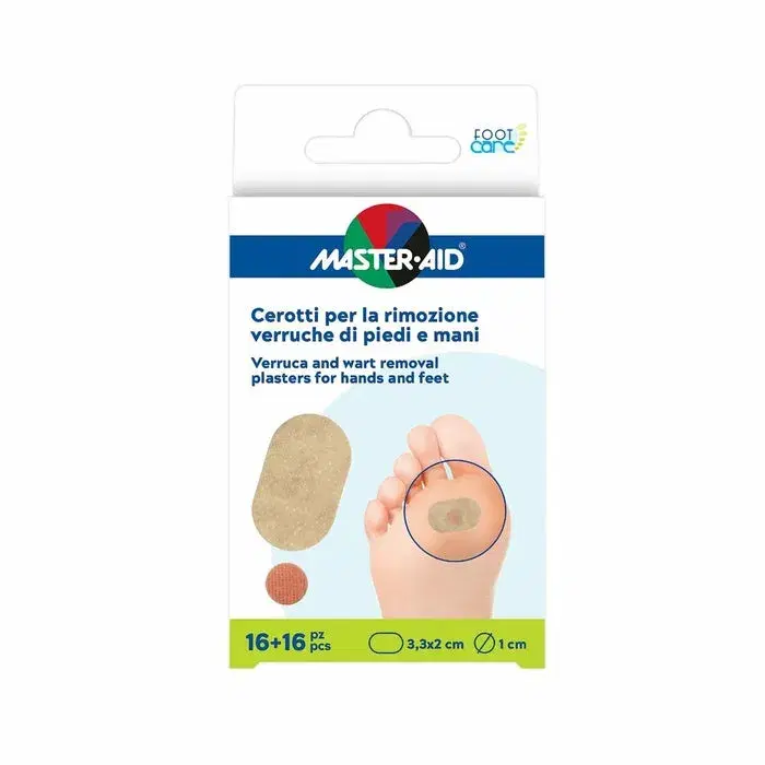 Master-Aid Cerotti Rimozione Verruche Di Piedi E Mani 16+16 Pezzi