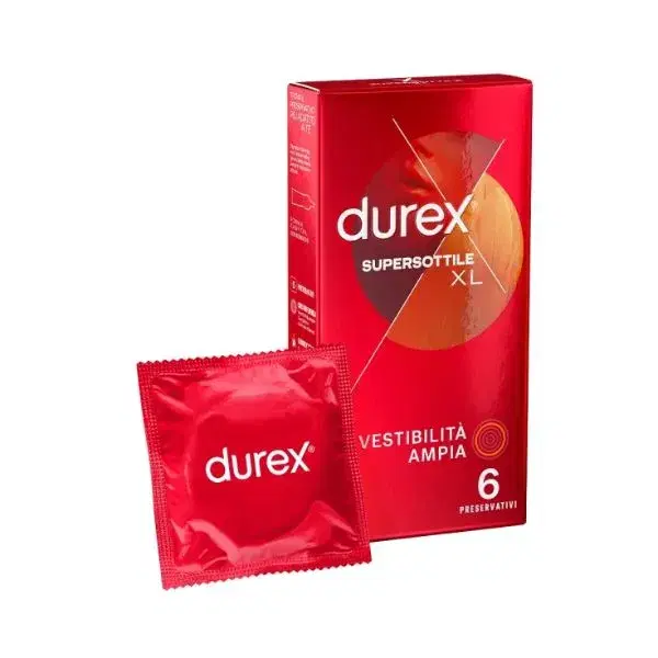 Durex Supersottile XL Vestiblità Ampia Preservativi 6 Pezzi